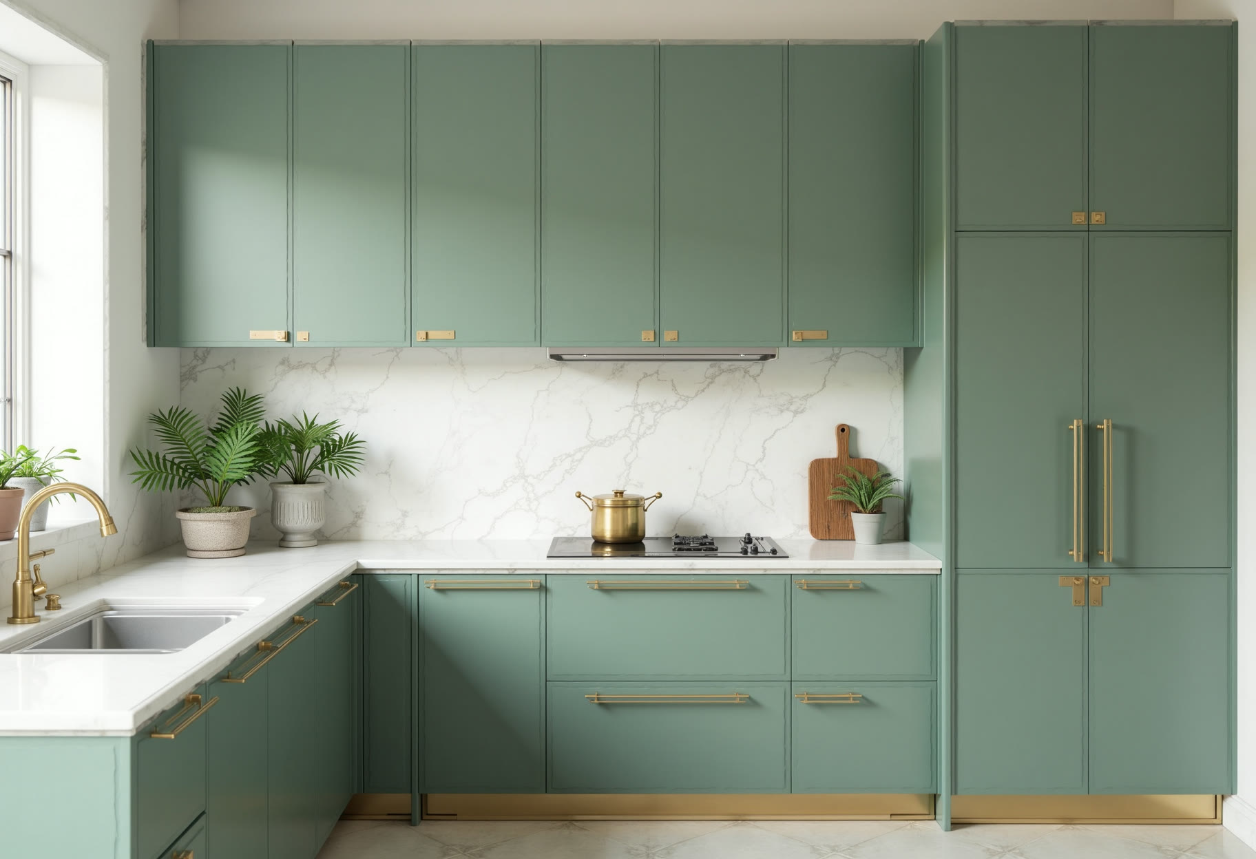 Sprayed kitchen cabinets